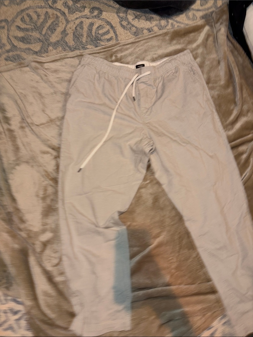 Express Light Gray Drawstring Chinos